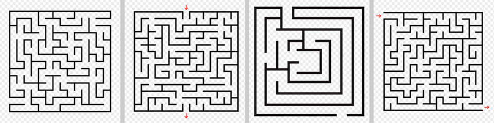 Set of maze icon vector illustration. Labyrinth line icon.