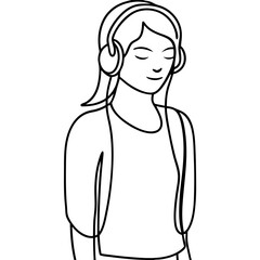 Teen listening to music with headphones. Girl enjoys favorite songs, relaxing and calm. Image of teenager listening to music perfect for blog posts, social media, or website design.