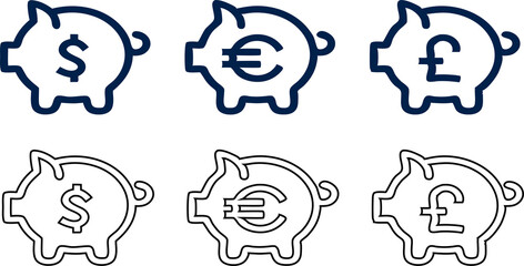 collection of piggy bank savings money icon vector illustration