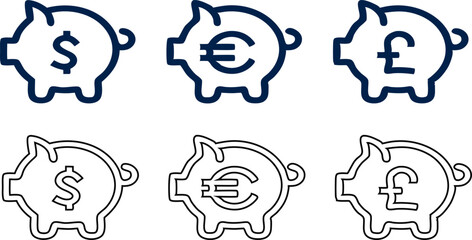 collection of piggy bank savings money icon vector illustration