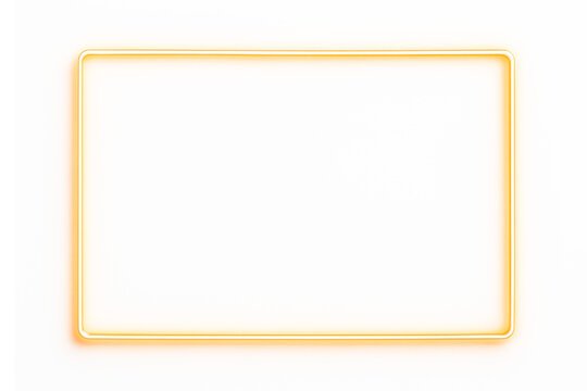 A rectangular neon frame in warm orange color with consistent glow, set against a transparent background.