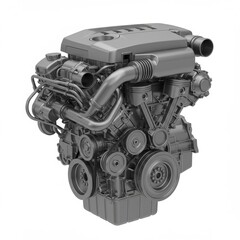 Grey Industrial Engine 3D Rendering