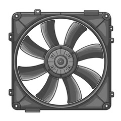 Grey Square Industrial Fan with Eight Blades