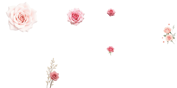 Elegant design featuring pink roses on a transparent background with ample space for personalized text ideal for wedding invitations and congratulatory messages.