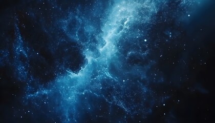 Obraz premium A cosmic nebula of deep space, filled with swirling blues and blacks.