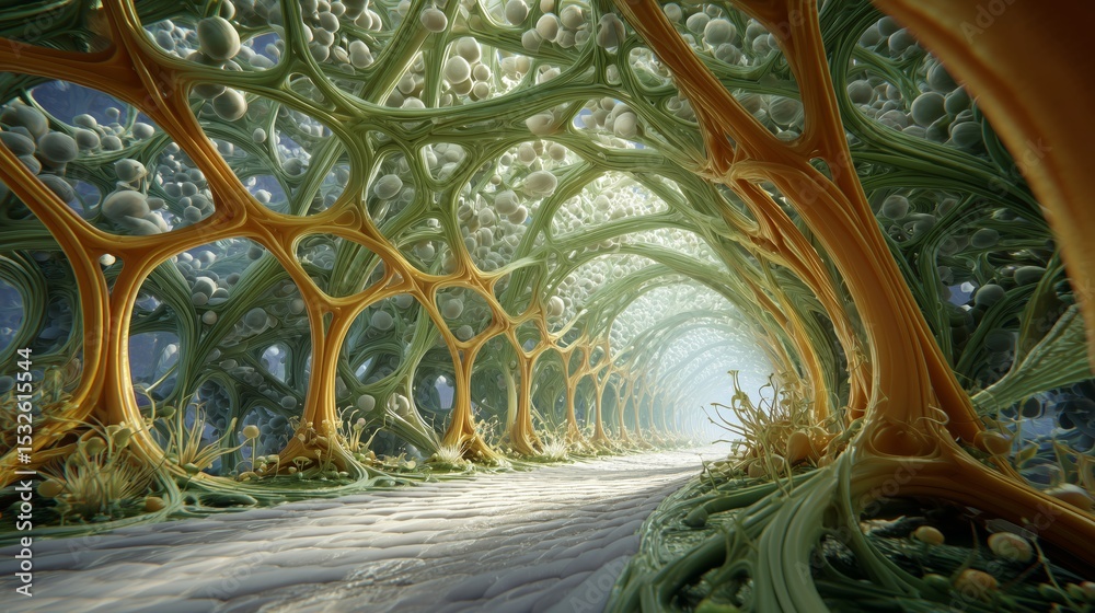 Poster a bioengineer explores an imaginative landscape of artificial biotissue.