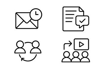 Obraz premium Email notification, document approval, teamwork, video presentation icons on gradient background