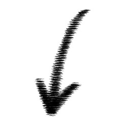 Arrow grunge doodle vector icon. Arrow design quirky line. Arrow hand drawn curve marker.