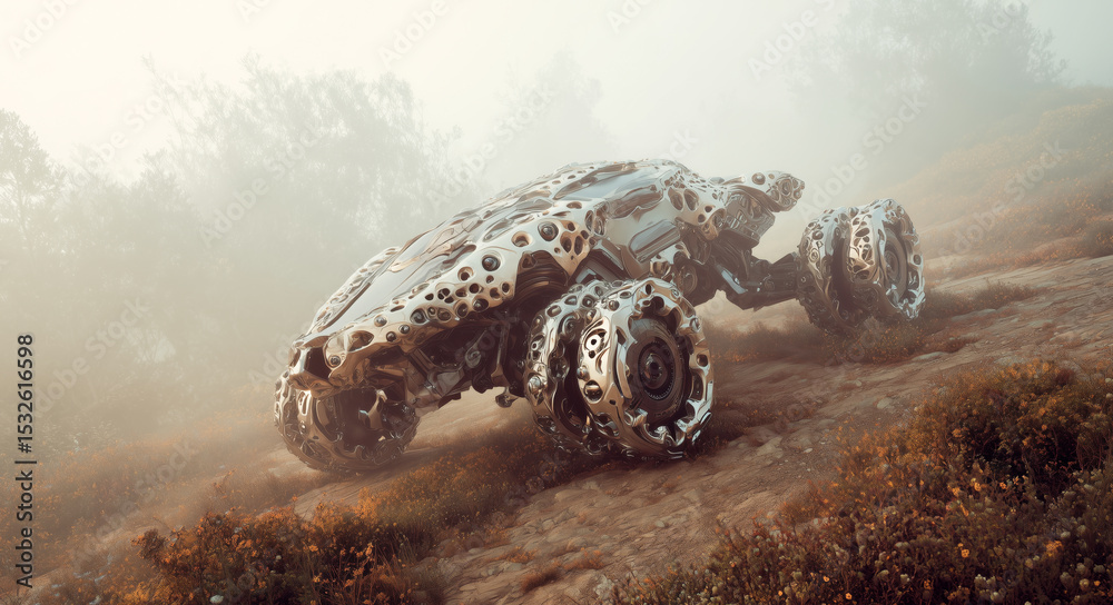 Poster a cutting-edge vehicle designed by a bioengineer utilizes artificial biotissue to mimic muscular mov