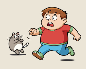 Obraz premium boy running with his dog