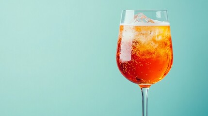 A vibrant glass of sparkling orange drink against a soft pastel background, perfect for summer celebrations, cocktail parties, or refreshing beverage enthusiasts.