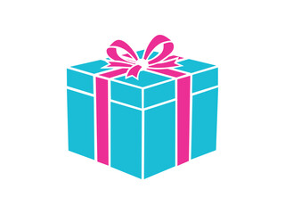 Blue with pink gift box isolated on white background 