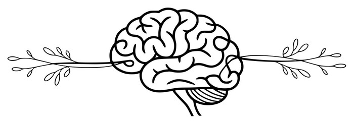 Brain with floral connection vector illustration