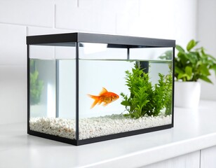 Goldfish tank on countertop