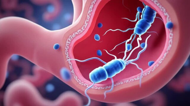 Helicobacter pylori concept ,Bacteria and Microorganisms Digestive System Exploring Stomach Health and Complexity of Interactions