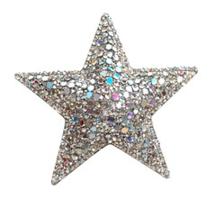 Sparkling rhinestone star decoration isolated on transparent background