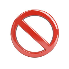 Fototapeta premium Glossy red prohibition symbol isolated on transparent background
