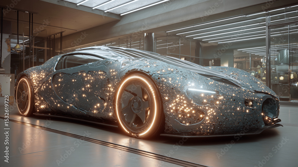 Poster A futuristic vehicle designed by a bioengineer features artificial muscles with biotissue technology.