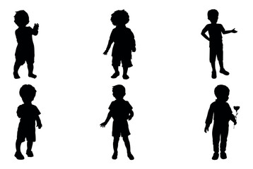 set of silhouettes of boys in different movements