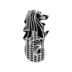 Merlion. Vector line art illustrations.