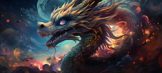 Galaxy Version of lotus dragon world, ai generative