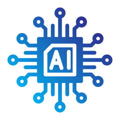 AI chip integrated with neural network structure, representing core artificial intelligence processing.