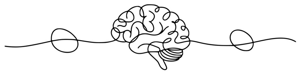 One line brain drawing concept mental health idea