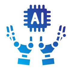 AI held by robotic hands, showcasing machine support in AI development.