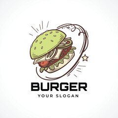 burger illustration logo  icon