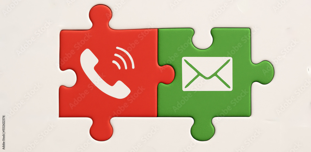 Poster collaboration and connection are symbolized by two interlocking puzzle pieces featuring communicatio
