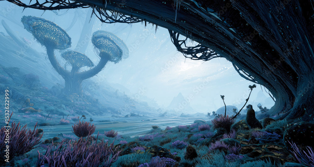 Aufkleber in a striking landscape, a bioengineer has designed artificial biotissue resembling unique flora. lu