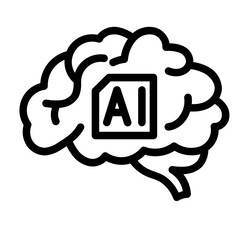 Brain with AI tag, representing artificial intelligence and deep learning processes.