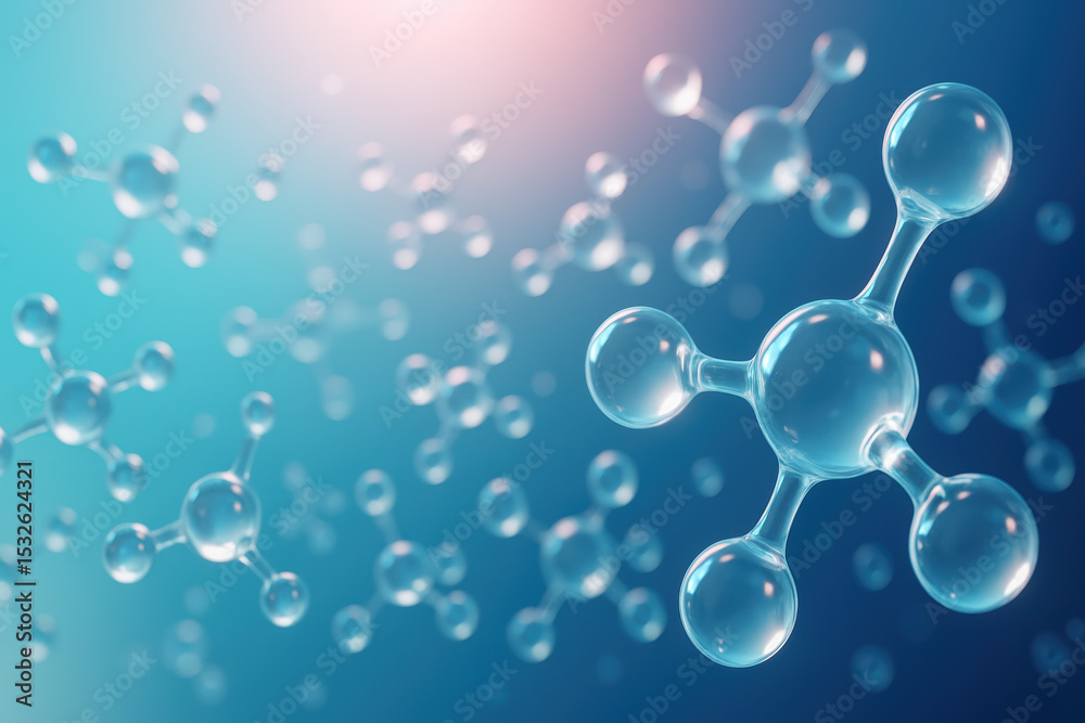 Poster a dynamic network demonstrates connectivity and innovation through translucent molecular structures 