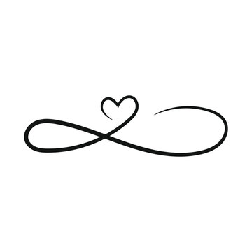 Love heart In the sign of infinity template. Heart sign of love is forever, Sign on postcard to Valentines day element, wedding print.