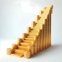 Golden Coin Staircase Representing Financial Growth. Ideal for use in posters, presentations