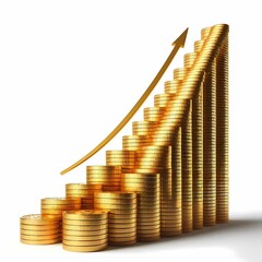 Golden Coin Staircase Representing Financial Growth. Ideal for use in posters, presentations