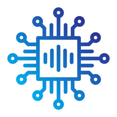 AI chip with bar patterns indicating machine language processing or code.