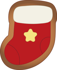 Star Decorated Red Christmas Stocking Cookie

