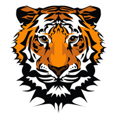Tiger's Fierce Gaze: A striking graphic showcases the power of a tiger, its eyes fixated in a display of untamed energy and majesty. The artwork, rich in color and detail.