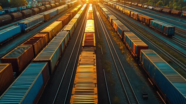 Train Yard Filled with Train Cars