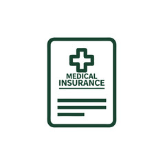 Obraz premium Medical insurance document with cross symbol in green outline 