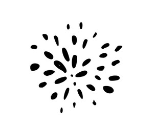 Abstract black ink splash with irregular shapes. Minimalist and bold design suitable for backgrounds or artistic compositions. Black on white offers contrast.