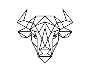 Geometric bull head low poly cow vector illustration