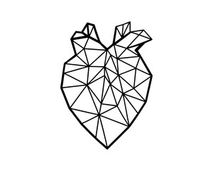 Geometric heart low poly vector illustration