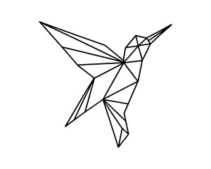 Geometric hummingbird line art vector illustration