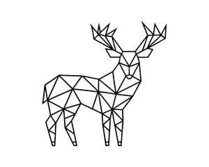 Geometric deer line art elegant low poly vector illustration