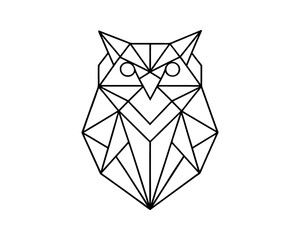 Geometric owl line art vector illustration