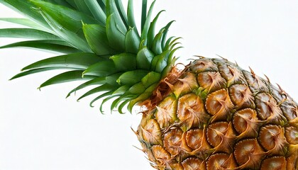 Pineapple on a tree. using macro technique. white background. copy space