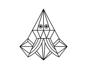 Geometric squid low poly vector illustration