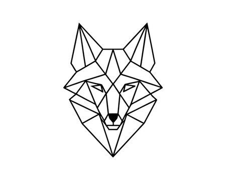 Geometric fox head low poly wolf vector illustration